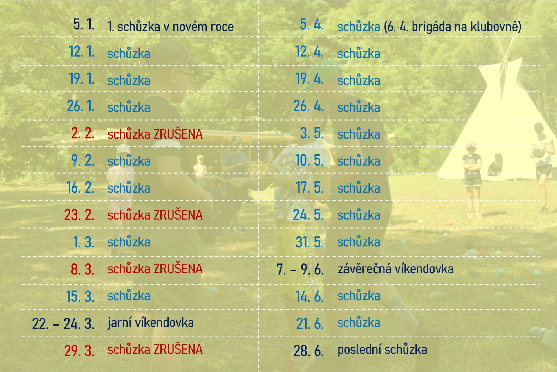 ZMĚNA V DATU ZÁVĚREŘNÉ VÍKENDOVKY - přesunuta na 14.-16.6. 2024